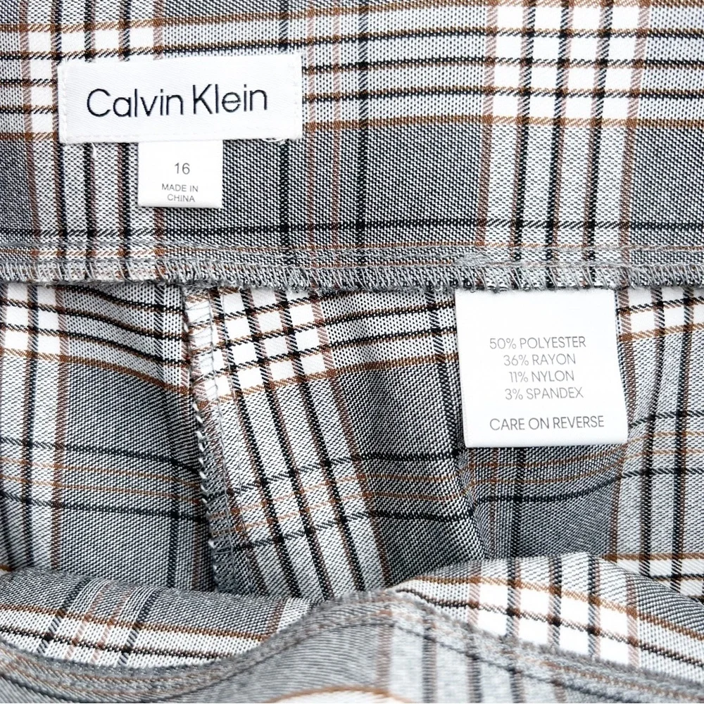 Calvin Klein Suit Plaid Stretch Pull On Women’s Pants Sz:16 NWT